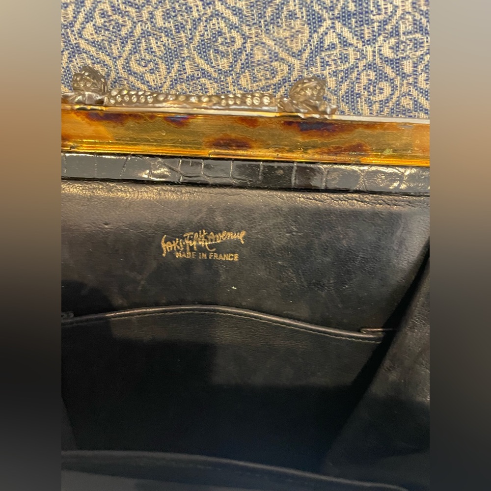 Vintage black leather evening bag